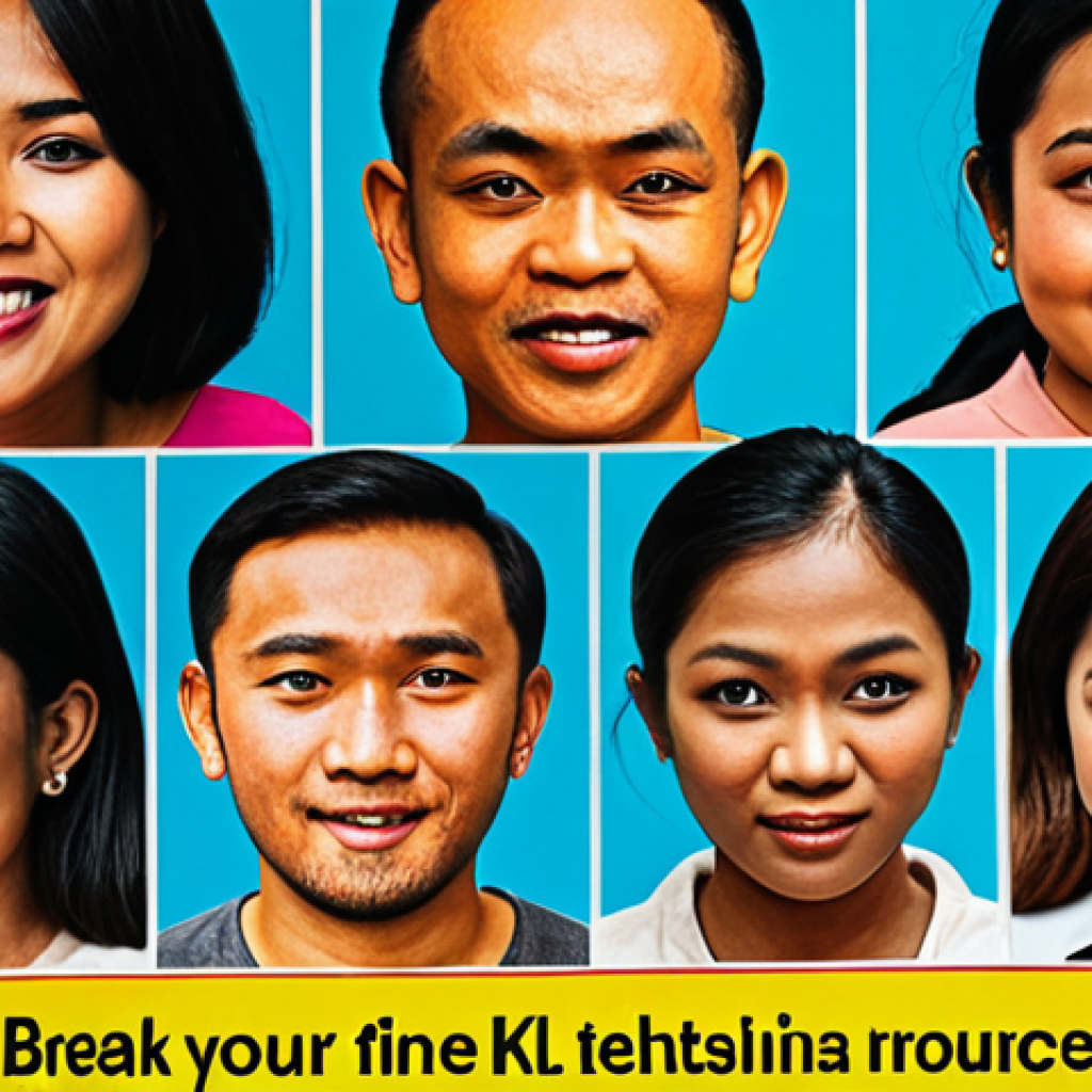 **Prompt:** A vibrant public service announcement poster in Kuala Lumpur, featuring diverse Malaysians sharing their experiences with mental health and encouraging others to seek help. The poster includes the tagline "Break the Stigma, Find Your Strength," with contact information for local mental health resources. Focus on warm, inviting colors and a sense of hope.